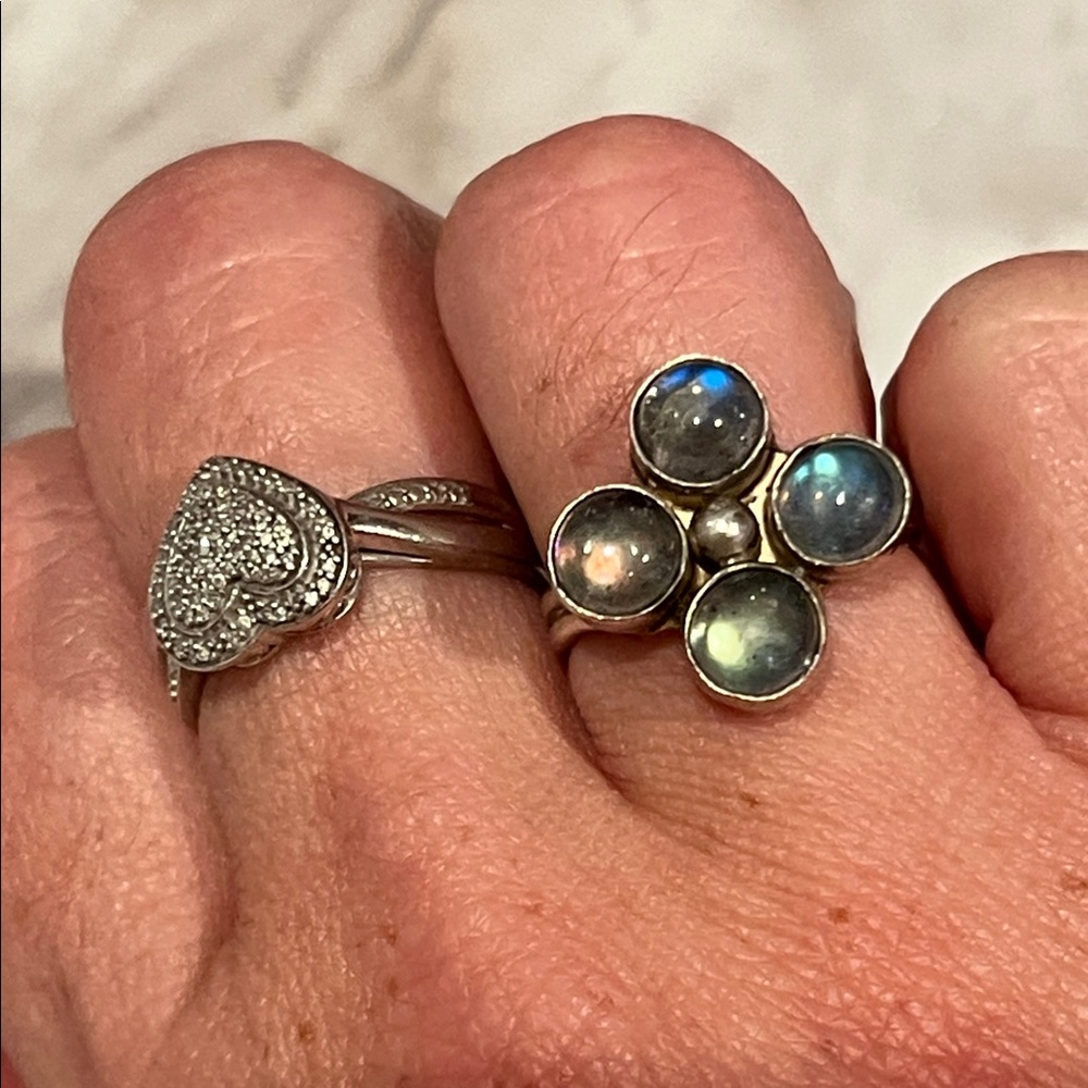 Artisan Labradorite Clover Ring, Solid Sterling S… - image 1